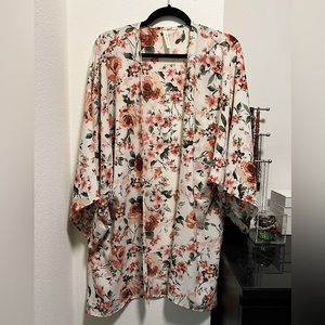 My Beloved Rose Floral Print Open Kimono